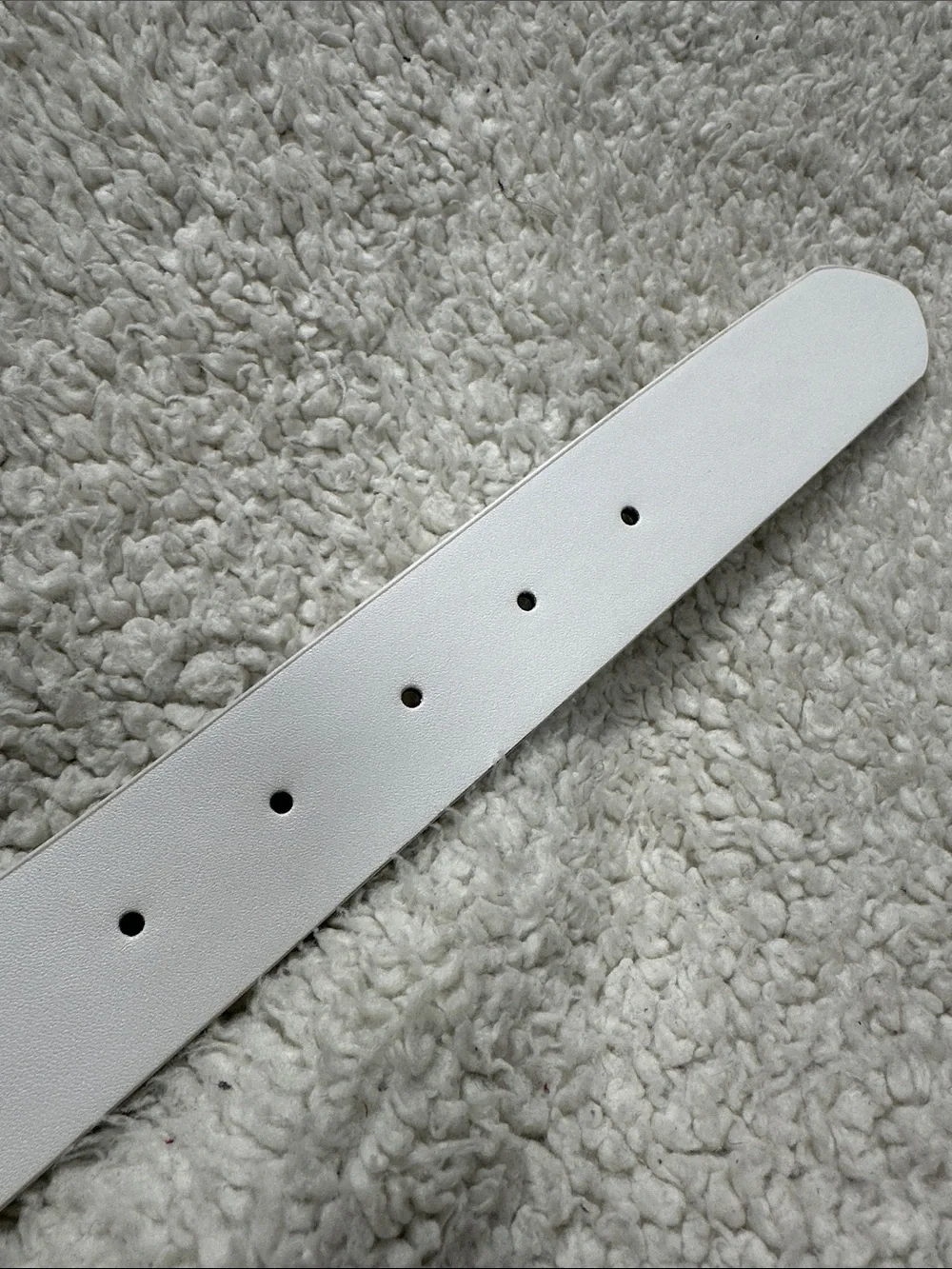 White Faux Leather Belt with Gold Double Ring Buckle NWOT
